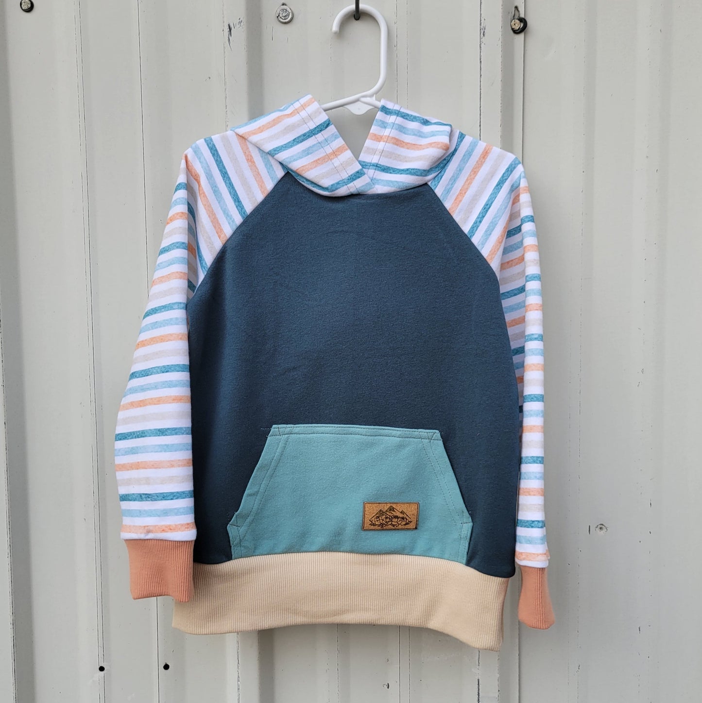 Kids Hoodie - Blue/Peach Stripe - Homeland Harvest