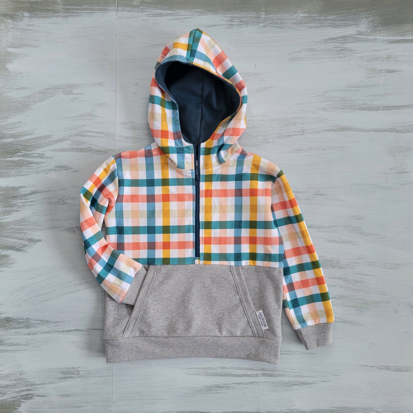 Kids Gray/Plaid Half Zip - Homeland Harvest