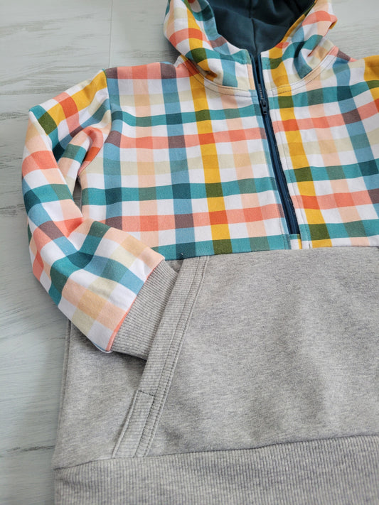 Kids Gray/Plaid Half Zip - Homeland Harvest