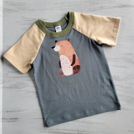 Blue - Kids Animals Tshirt - Organic American made Cotton - Homeland Harvest