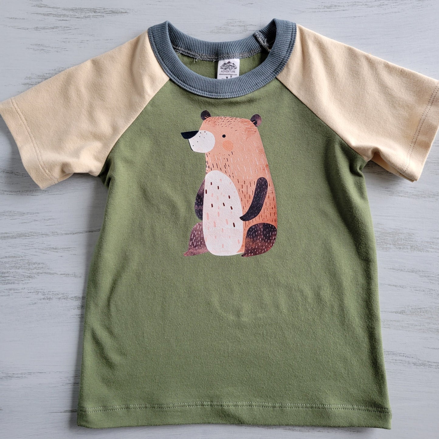 Green - Kids Animals Tshirt - Organic American made Cotton - Homeland Harvest