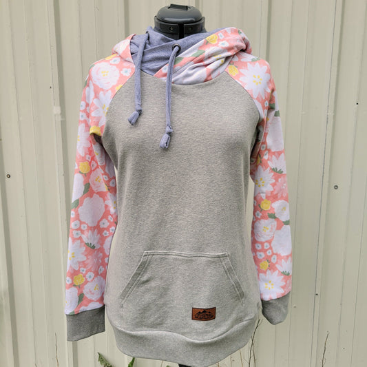 Women's Peach Gray Double Hoodie - Homeland Harvest