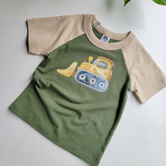 Kids Green Trucks Tshirt - Organic American made Cotton - Homeland Harvest