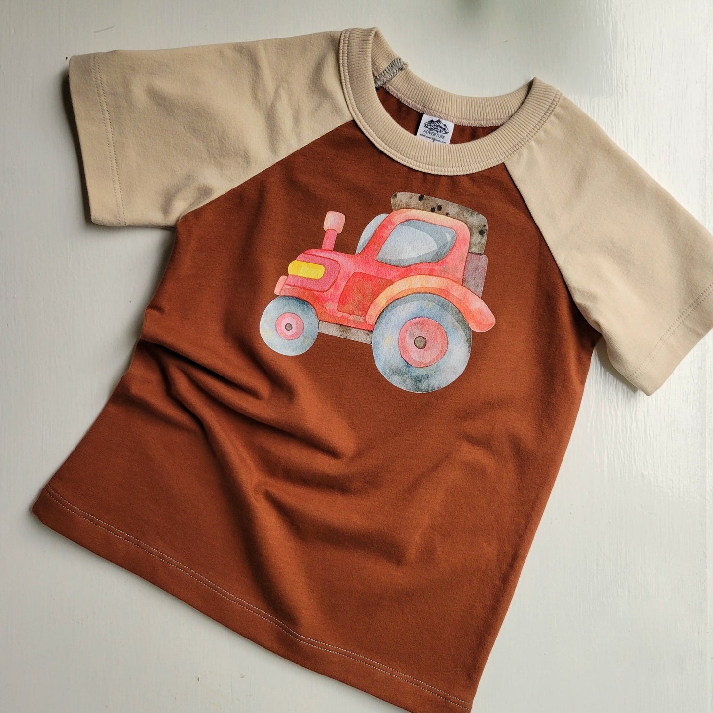 Kids Rust Brown Trucks Tshirt - Organic American made Cotton - Homeland Harvest