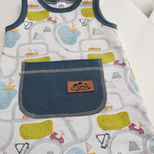Baby/Toddler Tank Romper - Road Map - Homeland Harvest