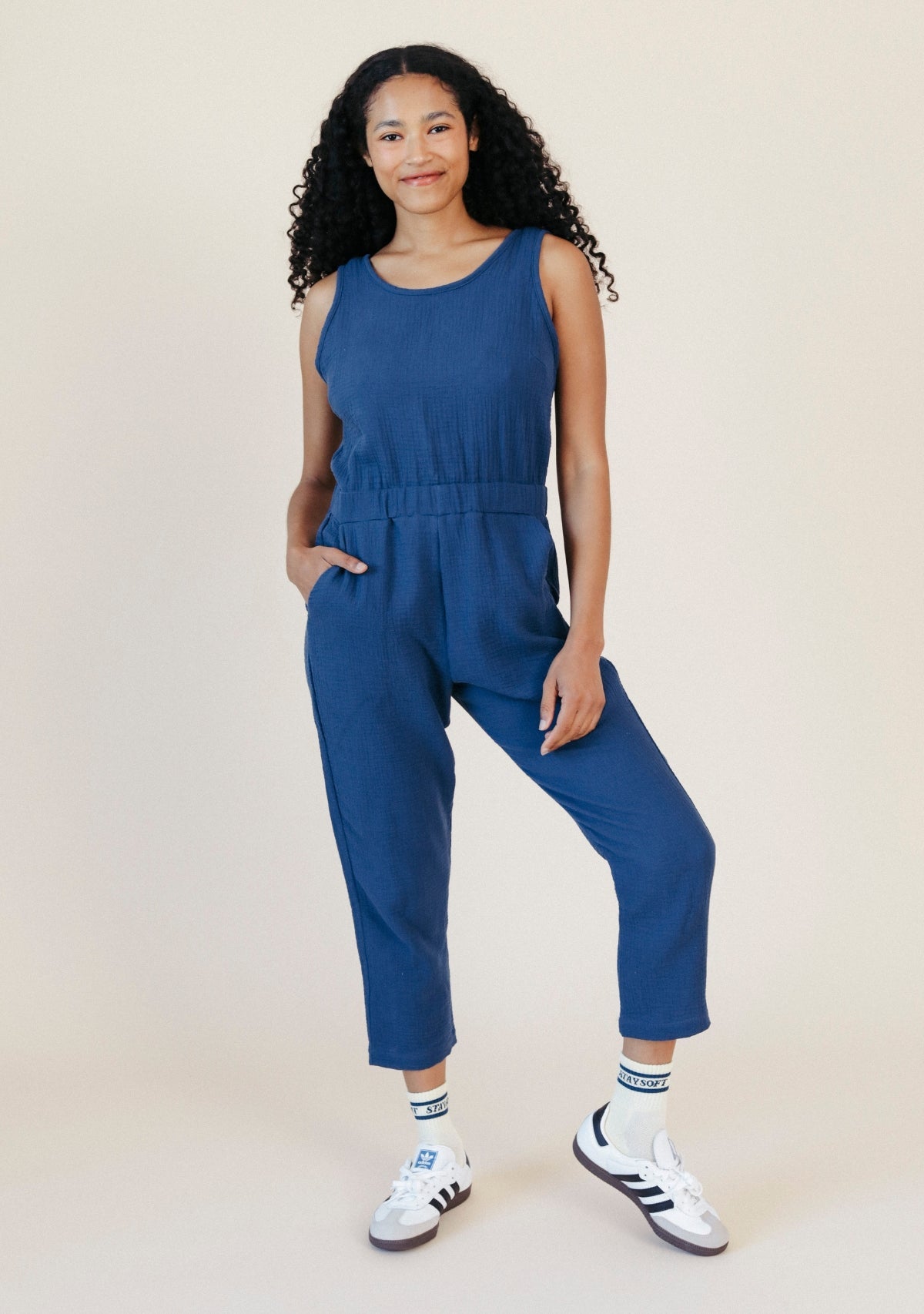 Jameela Organic Cotton Jumpsuit - Deep Sea - Homeland Harvest
