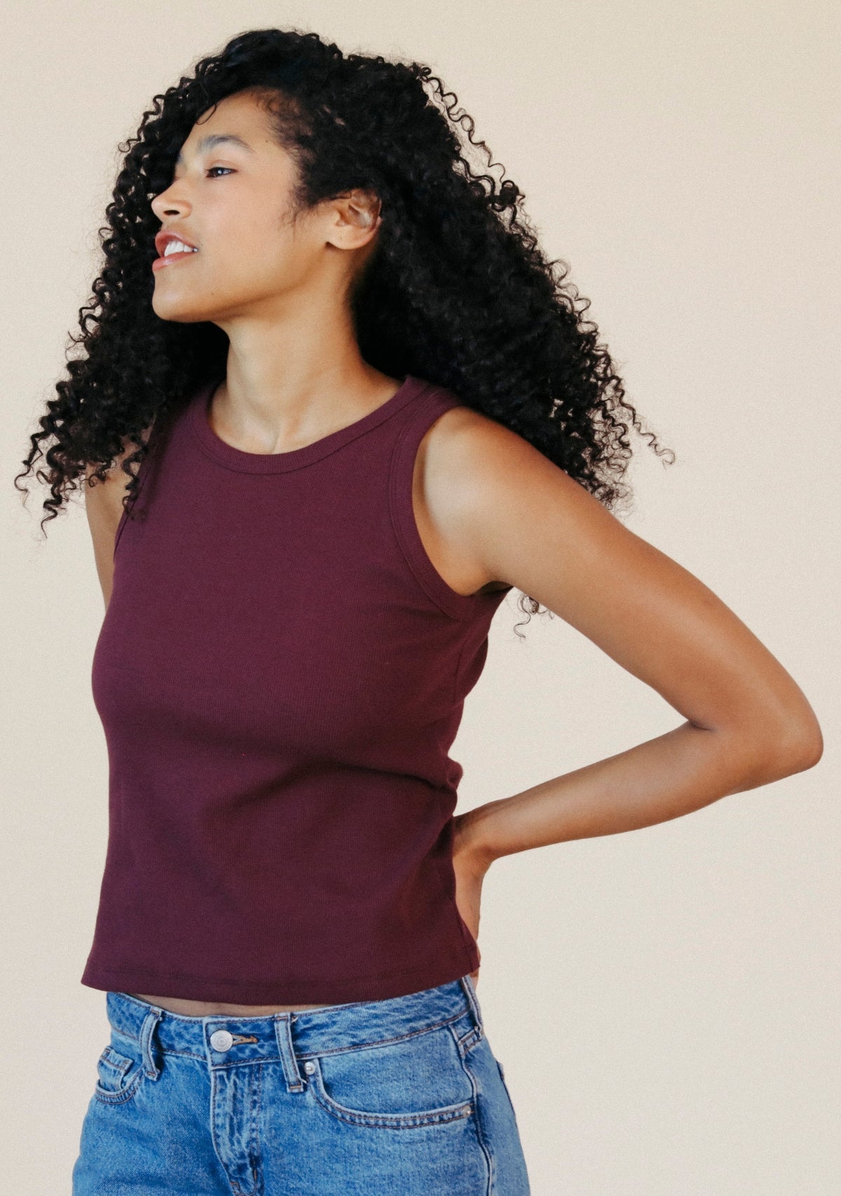 Charlie Ribbed Organic Cotton Tank - Port - Homeland Harvest