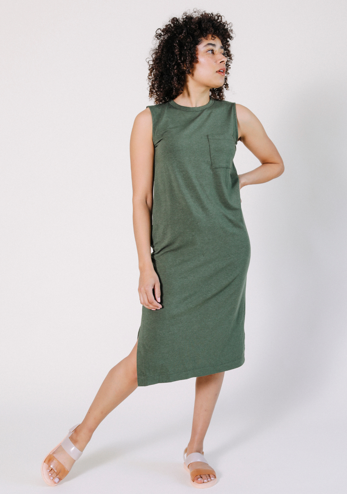 Sophie Tank Jersey Dress - Moss - Homeland Harvest