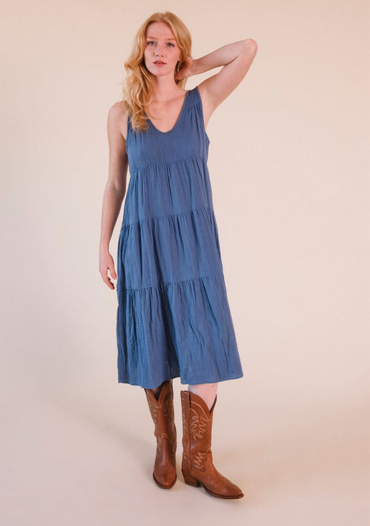 Teresa Tiered Tank Dress - Ocean - Homeland Harvest