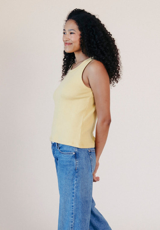 Charlie Ribbed Tank - Sunbeam Yellow - Homeland Harvest