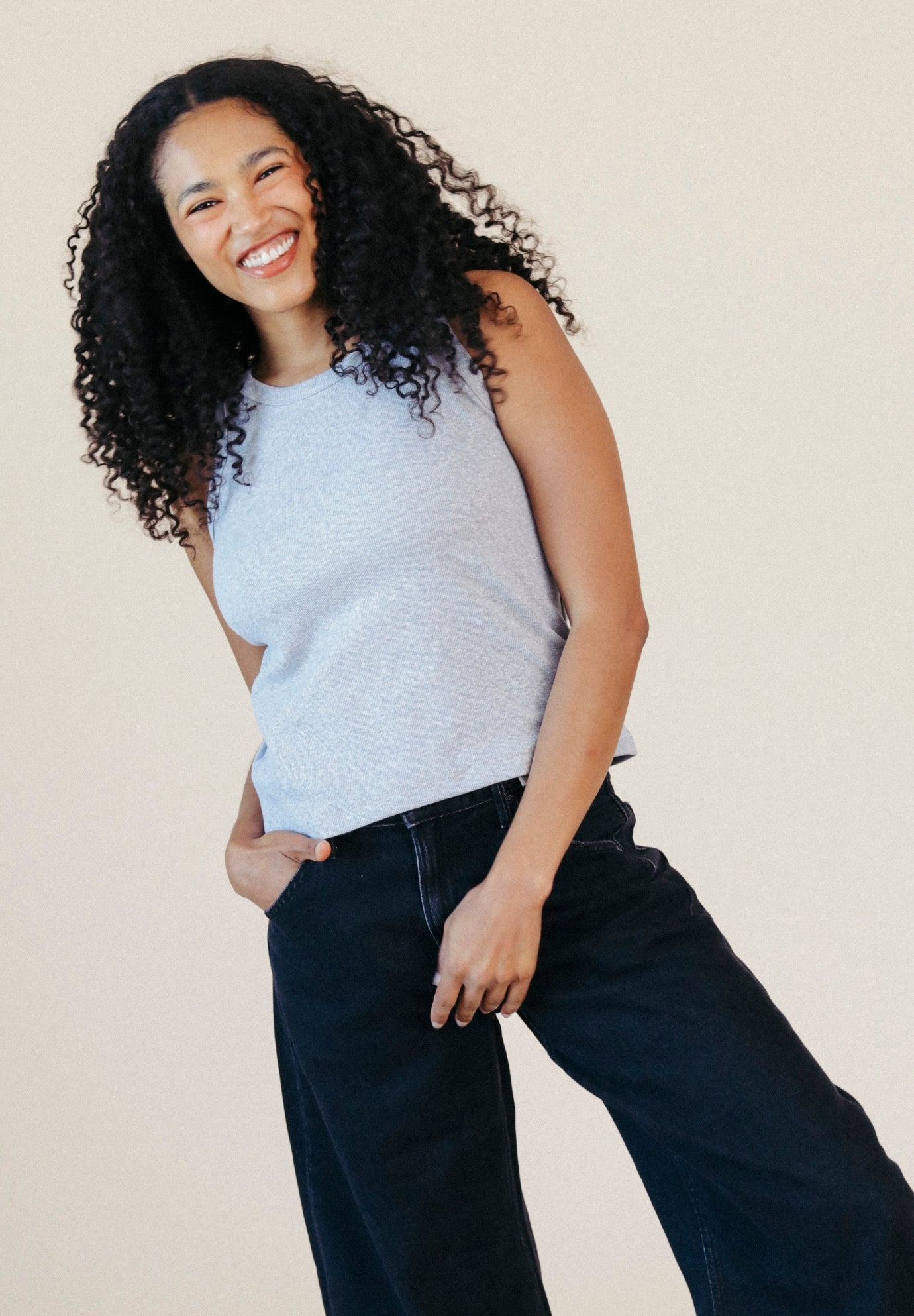 Charlie Ribbed Organic Cotton Tank - Heather Gray - Homeland Harvest