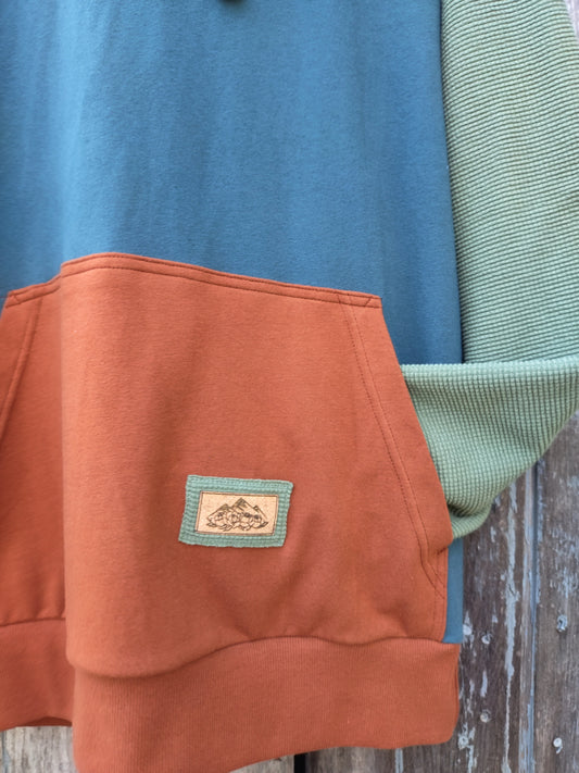 Men's Rust Teal Green Hoodie - Homeland Harvest