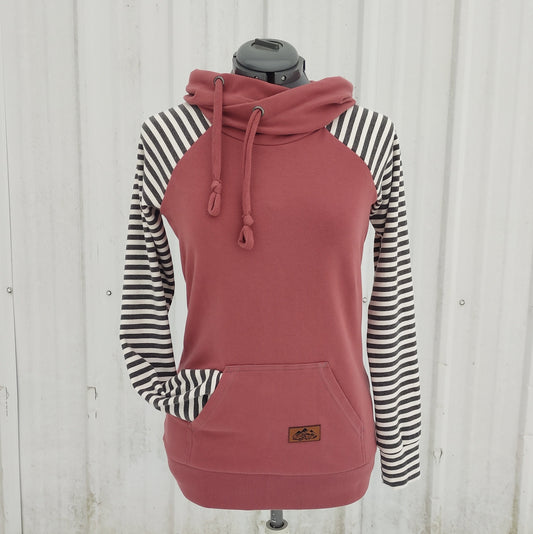 Women's Apple Pink Stripes Hoodie - Homeland Harvest