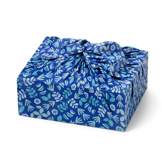 Large Reusable Cloth Furoshiki Gift Wrap | Blue Botanical - Homeland Harvest