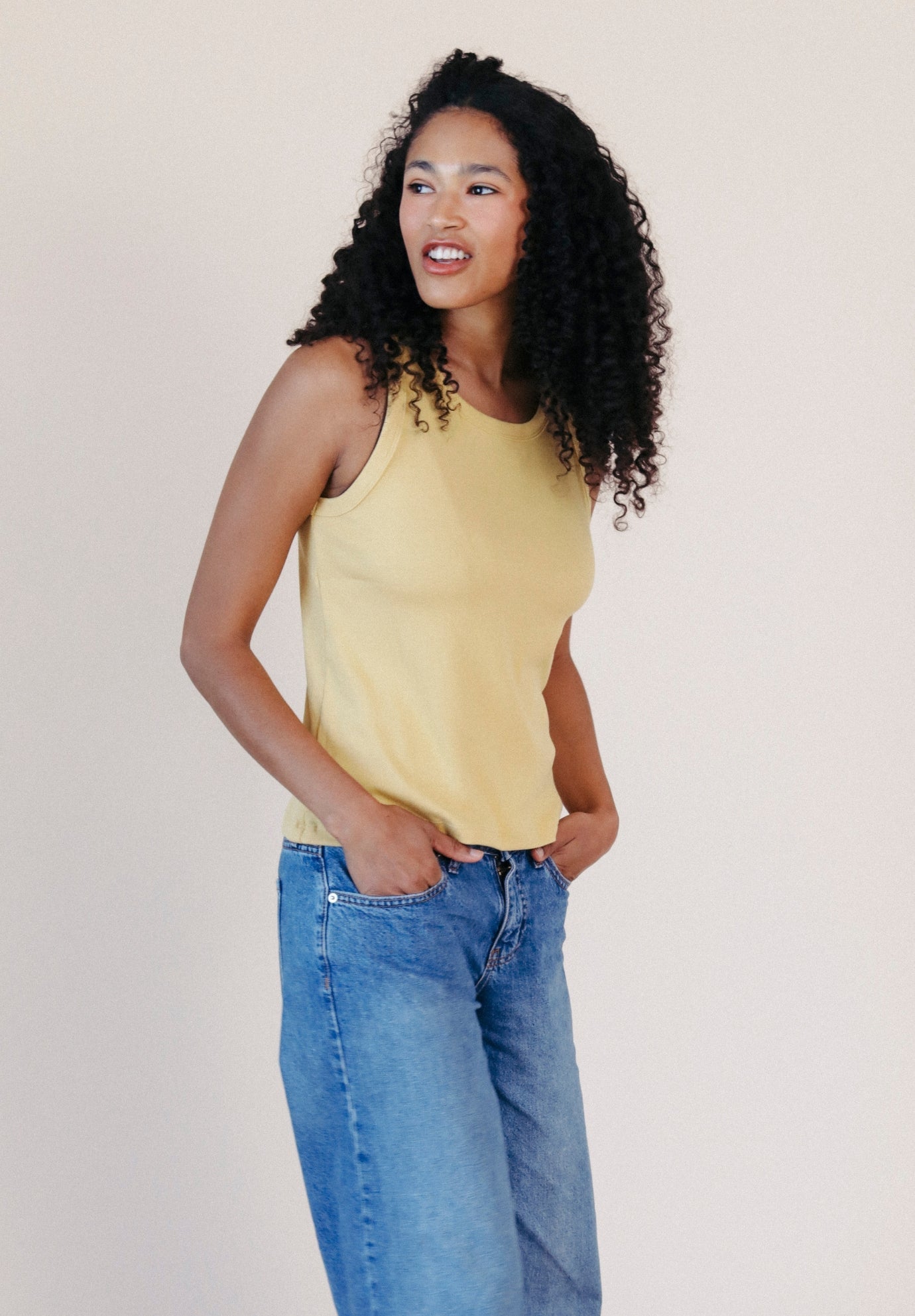 Charlie Ribbed Tank - Sunbeam Yellow - Homeland Harvest