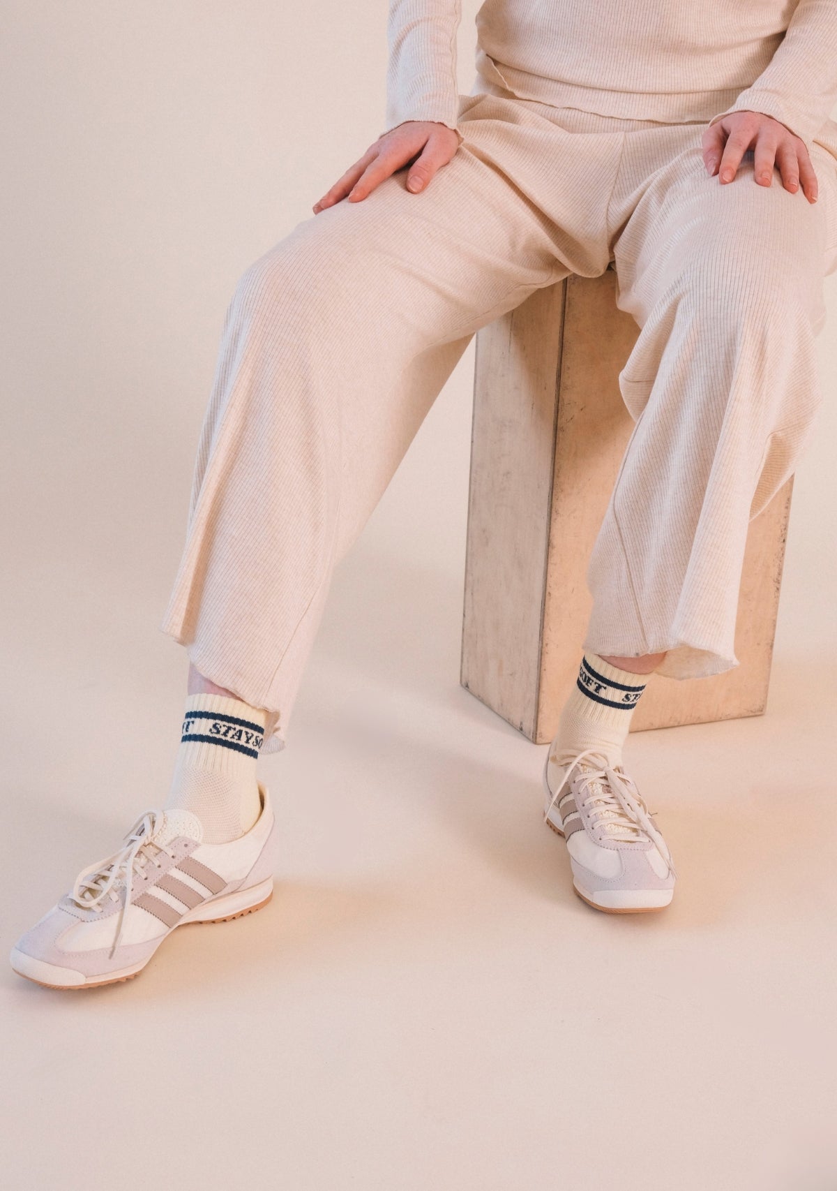 Stay Soft Stripe Socks - Navy + Cream - Homeland Harvest