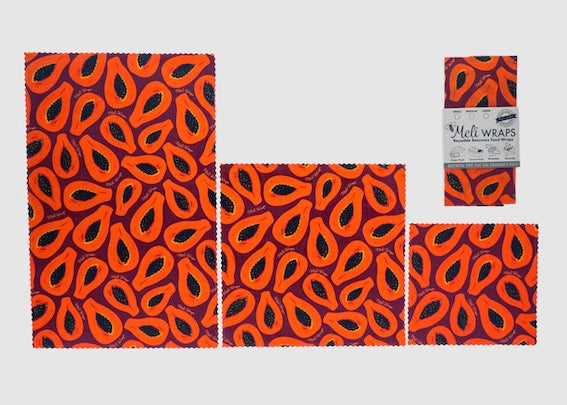 Beeswax Food Wrap - Purple Papaya Print - Homeland Harvest