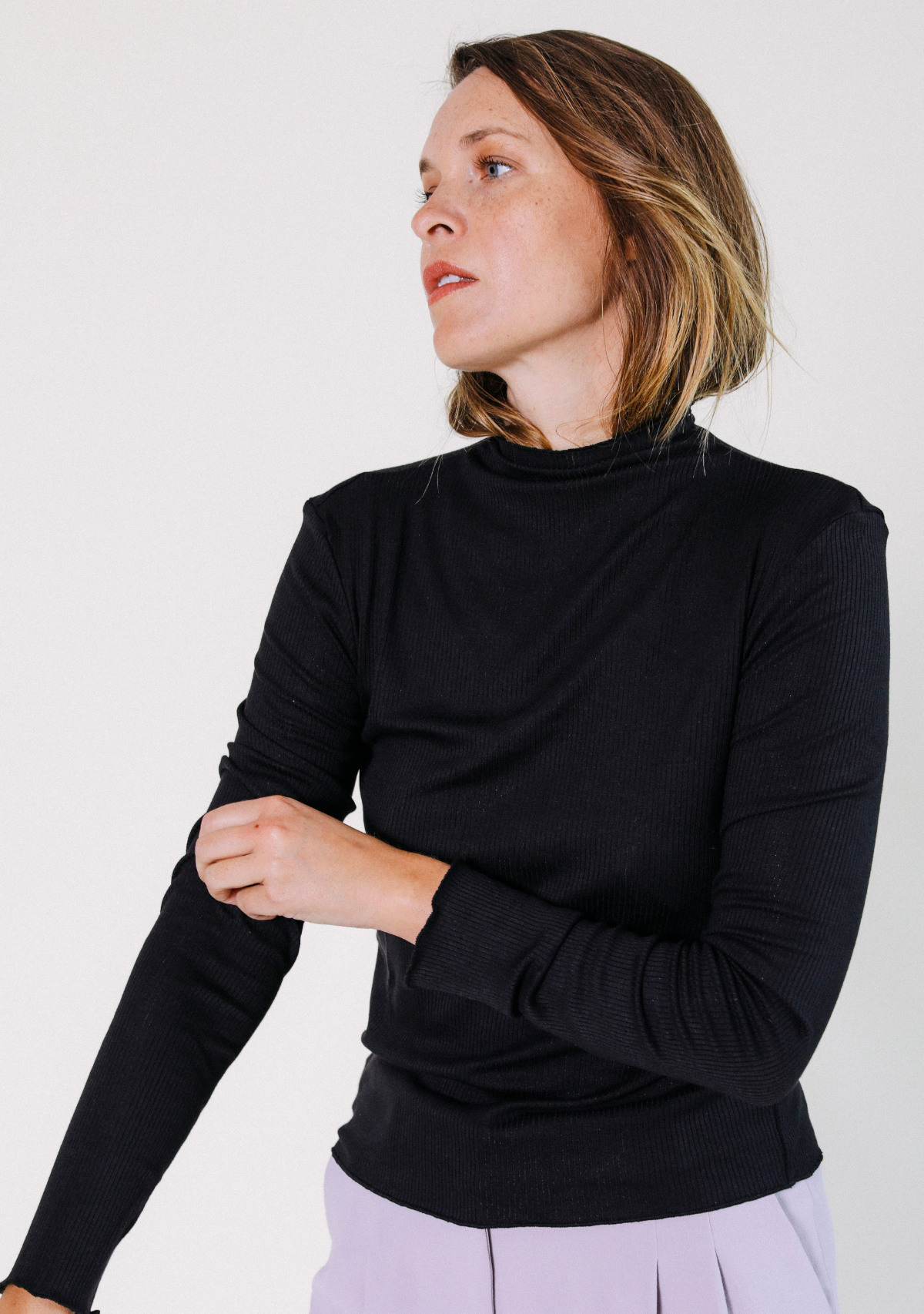 Norma Modal Ribbed Turtleneck - Black - Homeland Harvest