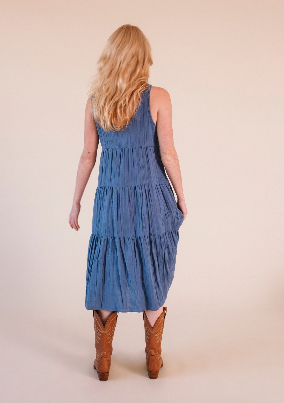 Teresa Tiered Tank Dress - Ocean - Homeland Harvest