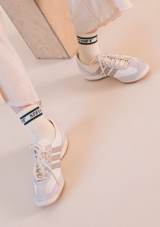 Stay Soft Stripe Socks - Navy + Cream - Homeland Harvest