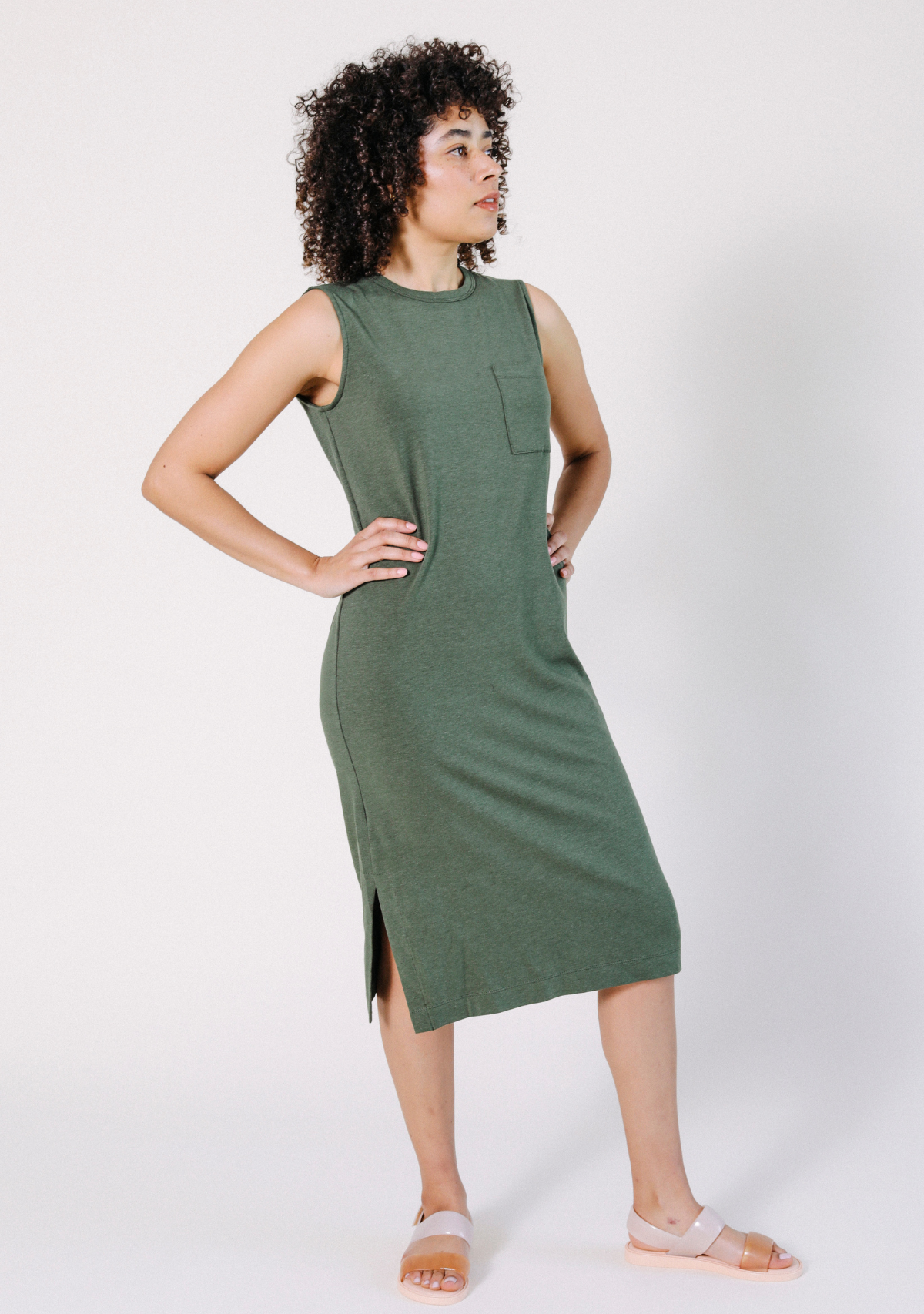 Sophie Tank Jersey Dress - Moss - Homeland Harvest