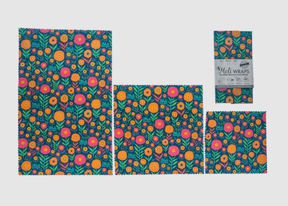Beeswax Food Wrap - Fall Bloom Print - Homeland Harvest