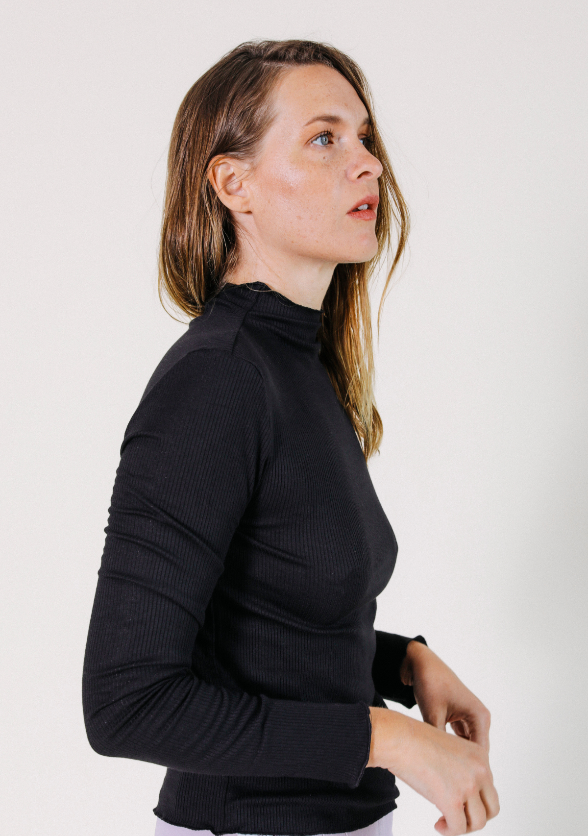Norma Modal Ribbed Turtleneck - Black - Homeland Harvest