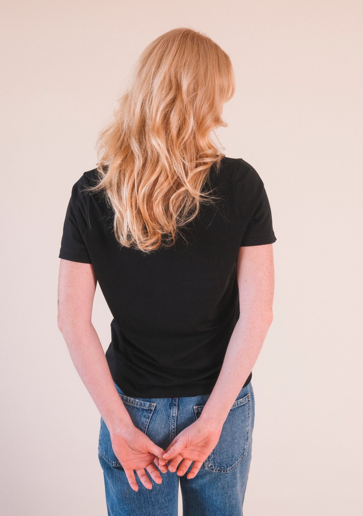 Louise Organic Cotton + Tencel ™ V-neck Tee - Black - Homeland Harvest