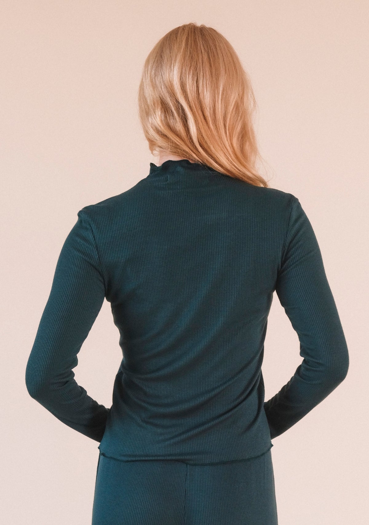 Norma Modal Ribbed Turtleneck - Pine - Homeland Harvest