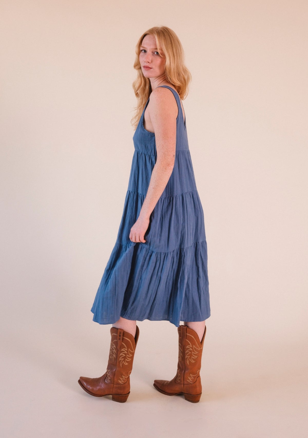 Teresa Tiered Tank Dress - Ocean - Homeland Harvest