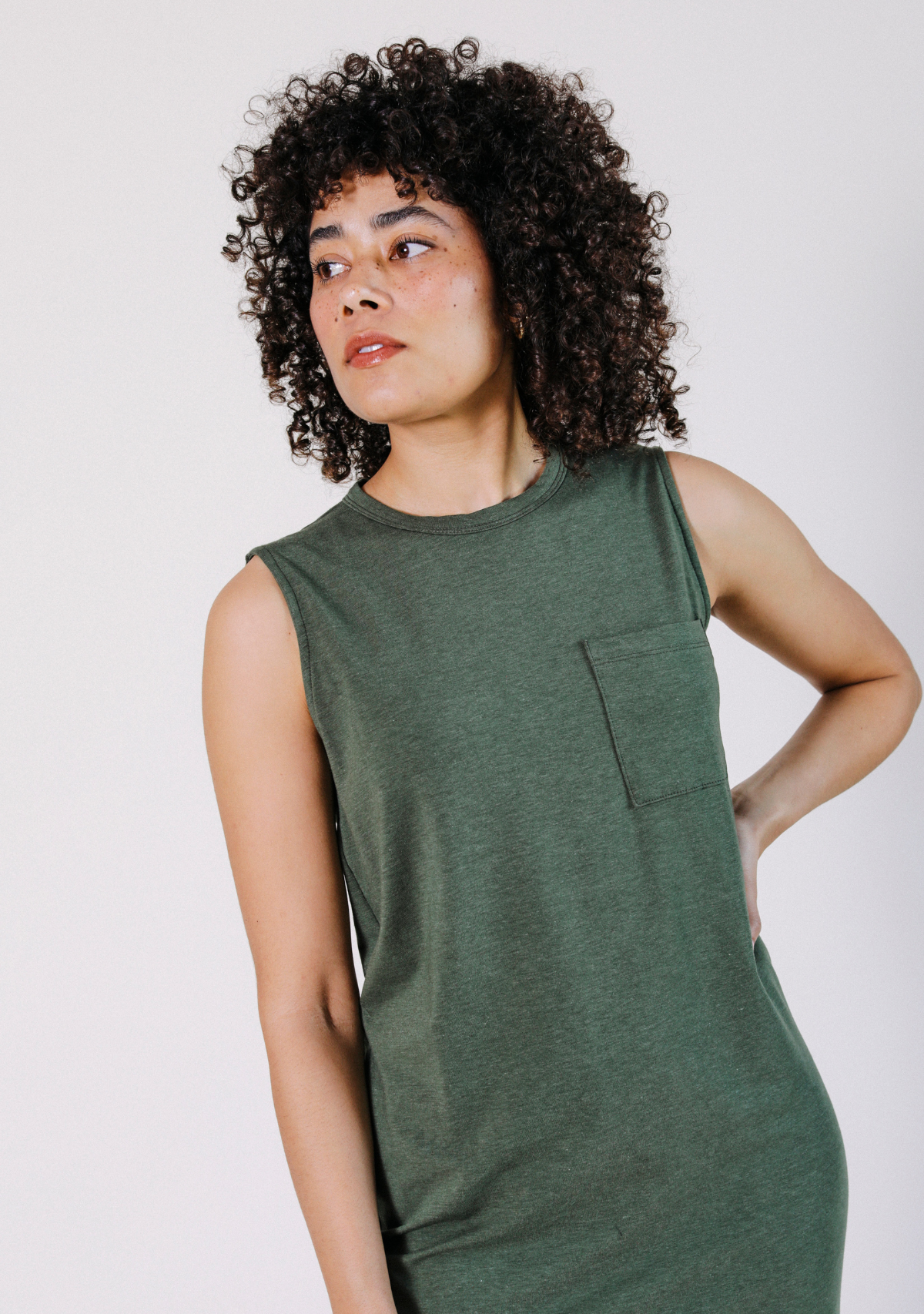 Sophie Tank Jersey Dress - Moss - Homeland Harvest