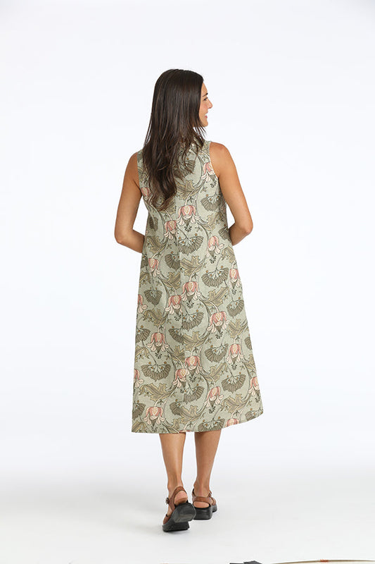 floral linen trapeze dress - Homeland Harvest