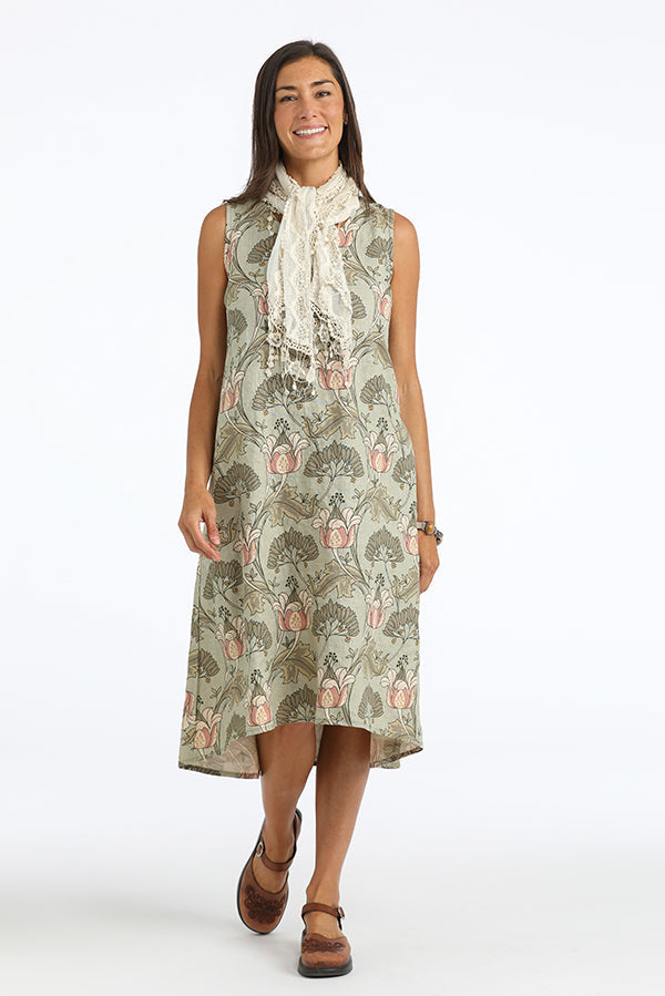 floral linen trapeze dress - Homeland Harvest