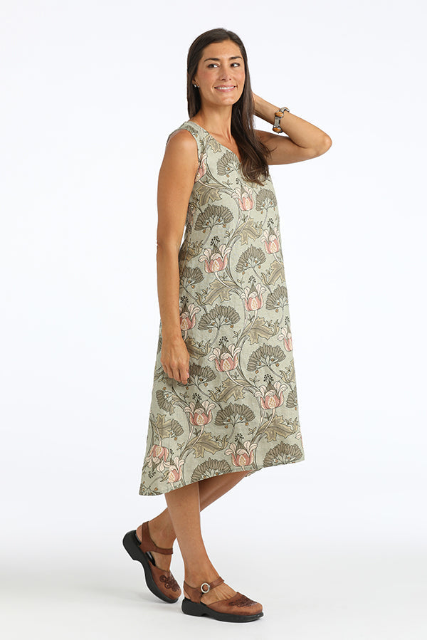 floral linen trapeze dress - Homeland Harvest