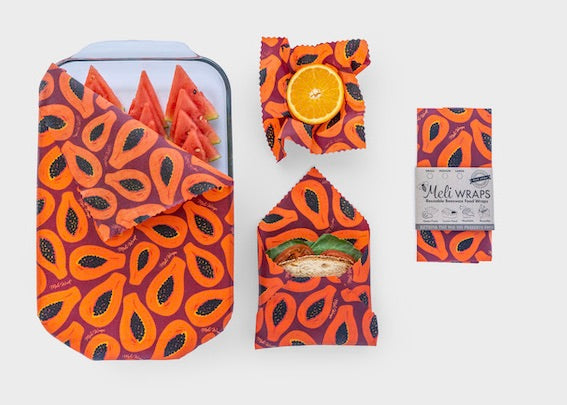 Beeswax Food Wrap - Purple Papaya Print - Homeland Harvest