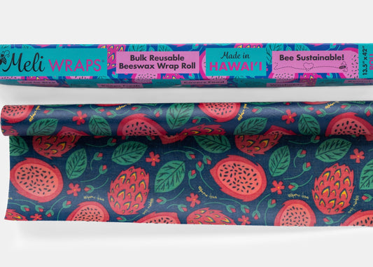 Beeswax Wrap Bulk Roll - Dragonfruit Print - Homeland Harvest