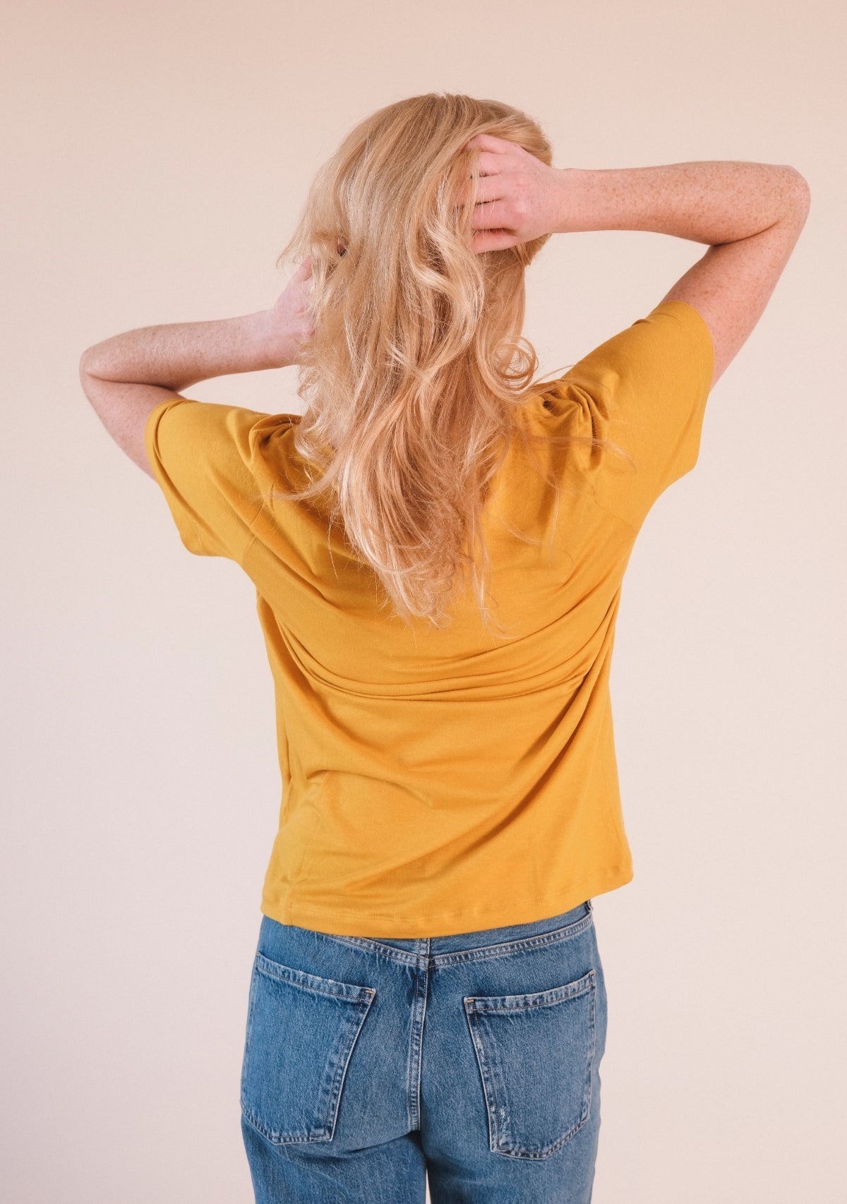 Louise Organic Cotton + Tencel ™ V-neck Tee - Golden - Homeland Harvest