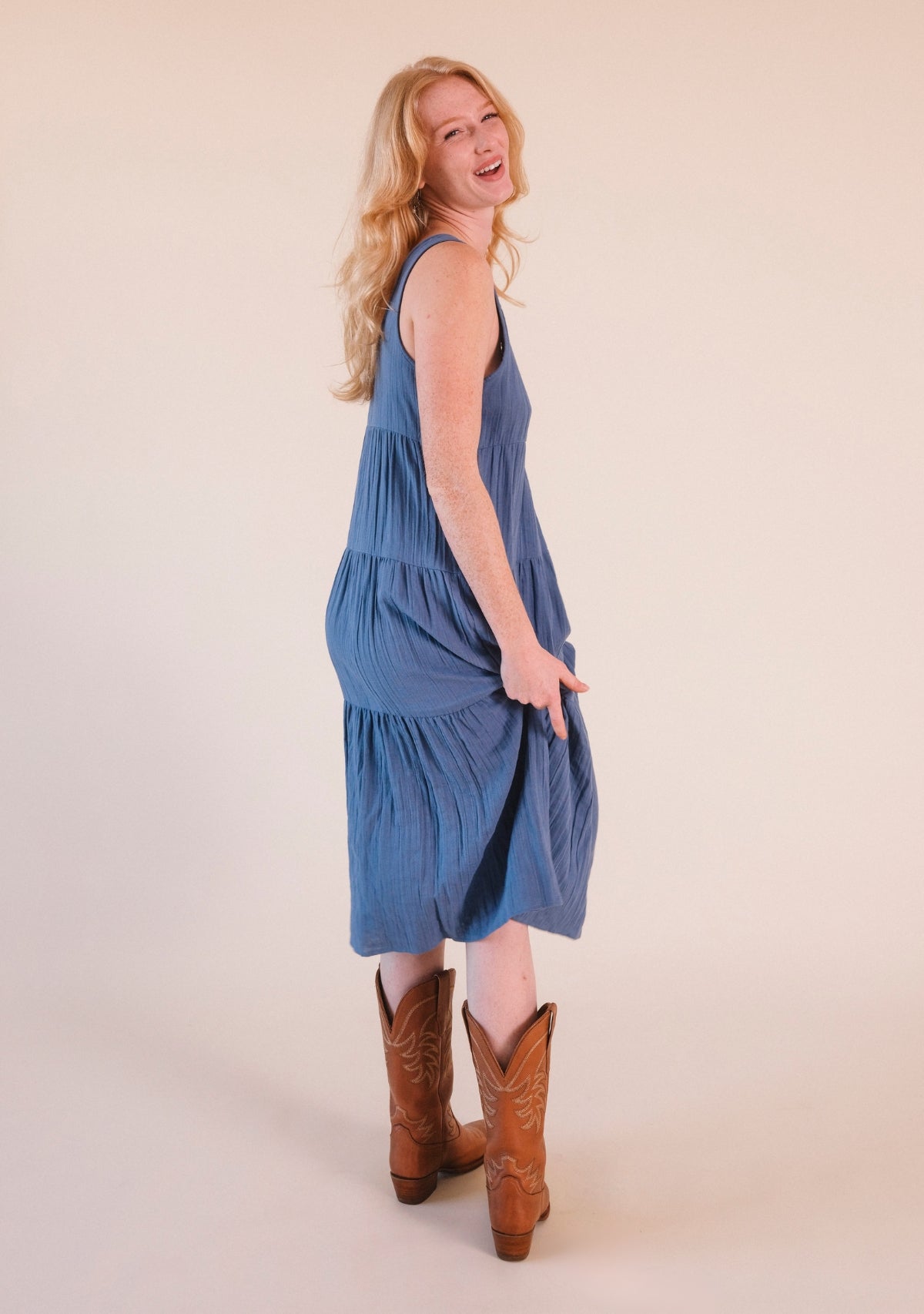 Teresa Tiered Tank Dress - Ocean - Homeland Harvest