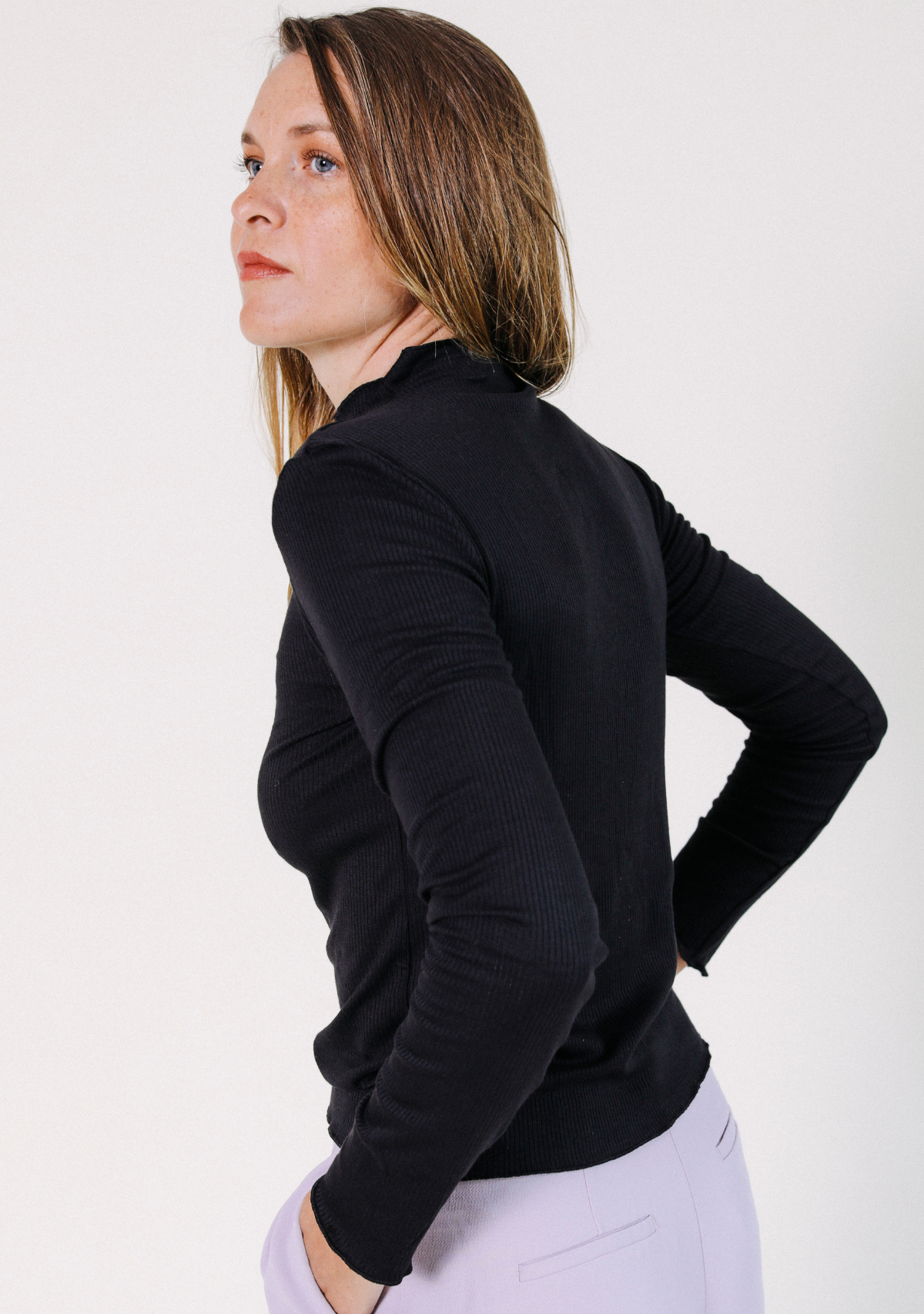 Norma Modal Ribbed Turtleneck - Black - Homeland Harvest