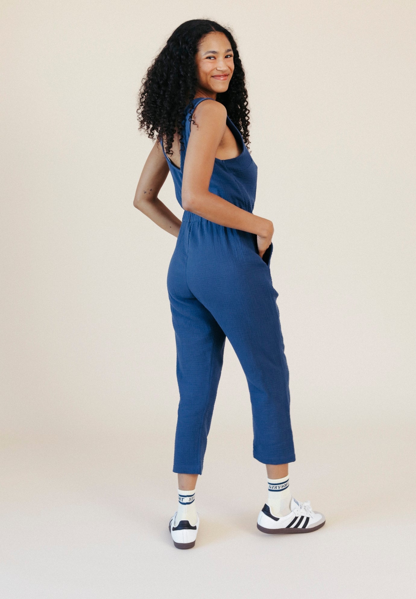 Jameela Organic Cotton Jumpsuit - Deep Sea - Homeland Harvest