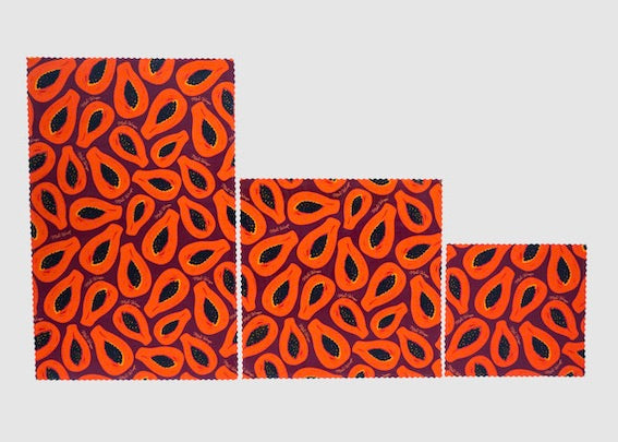 Beeswax Food Wrap - Purple Papaya Print - Homeland Harvest