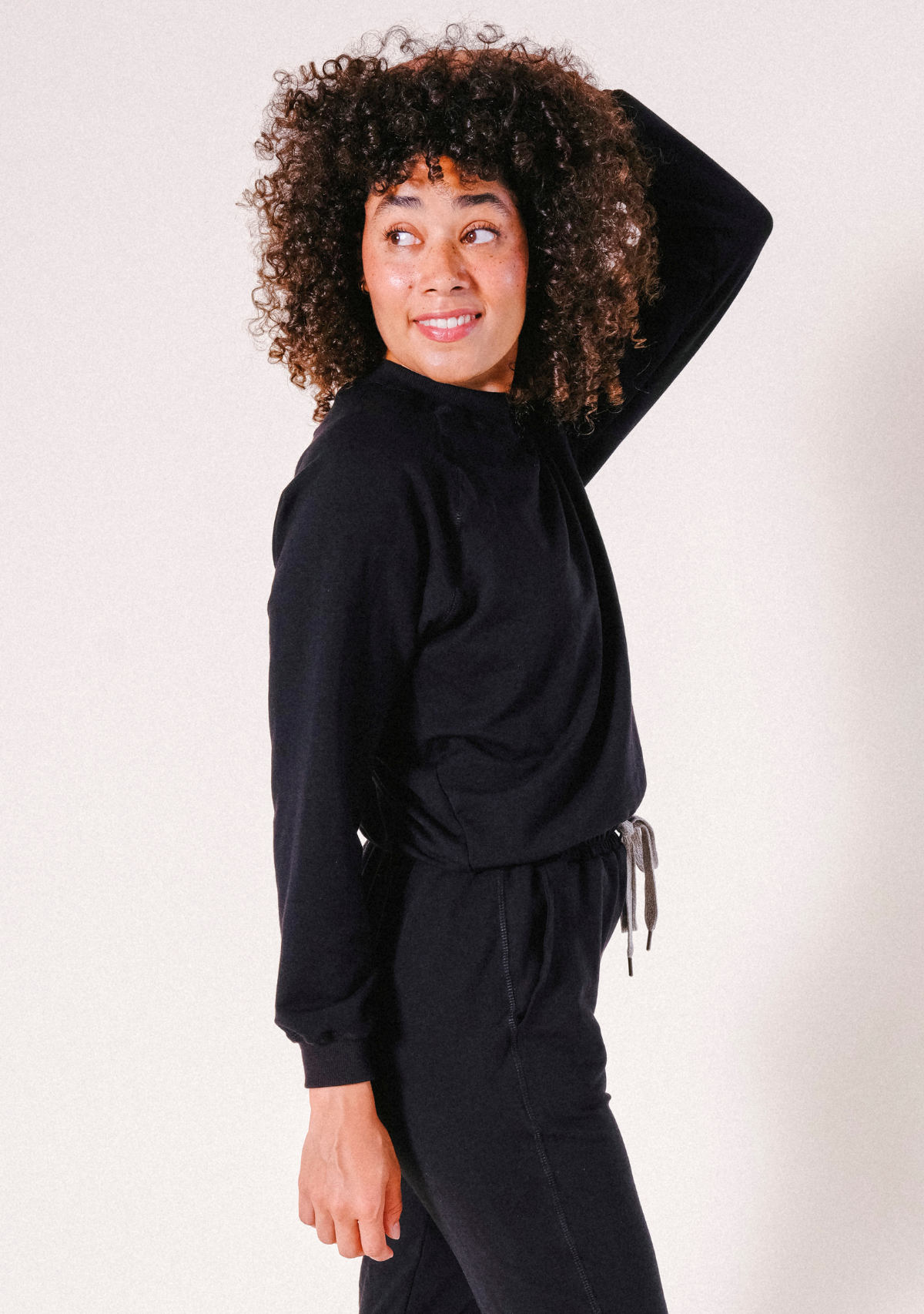 Agnes Raglan Organic Cotton + Tencel™ Sweatshirt - Black - Homeland Harvest
