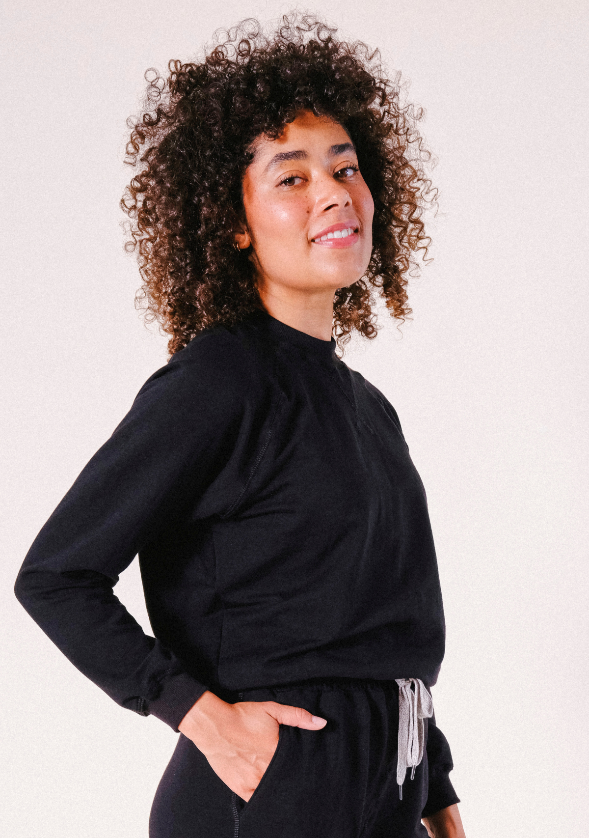 Agnes Raglan Organic Cotton + Tencel™ Sweatshirt - Black - Homeland Harvest