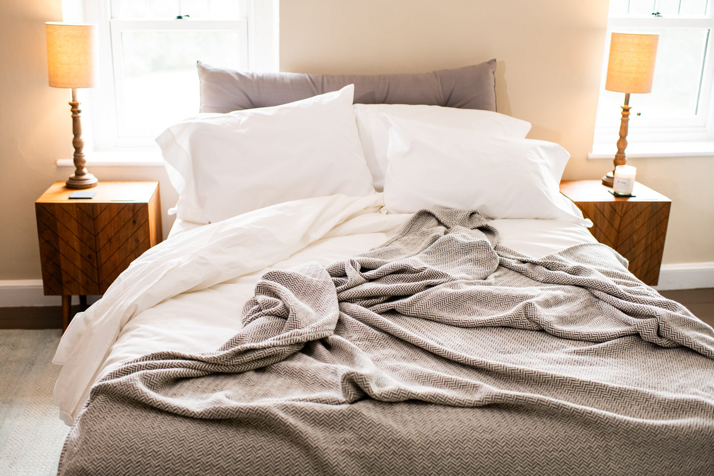 Herringbone Weave Cotton Blanket - Homeland Harvest