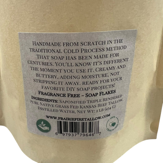 Pure Beef Tallow Soap Flakes - Made in USA - Grass Fed and Finished - Face, Body and Hair - Natural and Organic