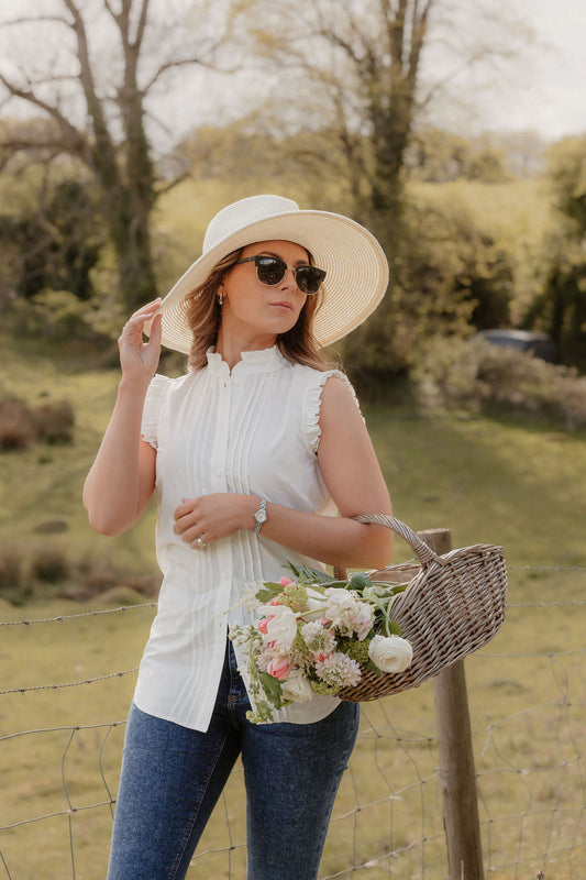 Sleeveless Charlotte Blouse - Crisp White - Homeland Harvest