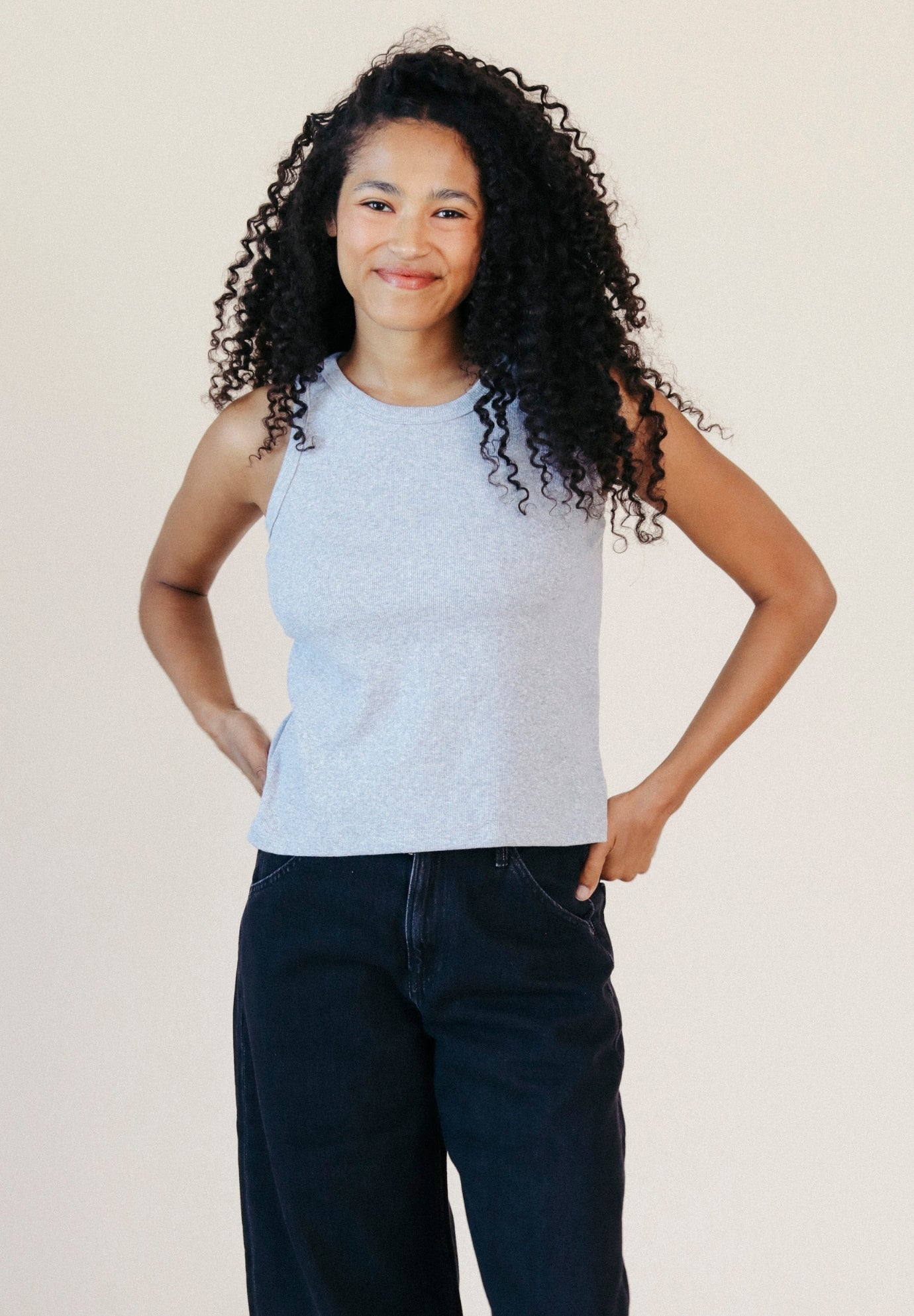 Charlie Ribbed Organic Cotton Tank - Heather Gray - Homeland Harvest