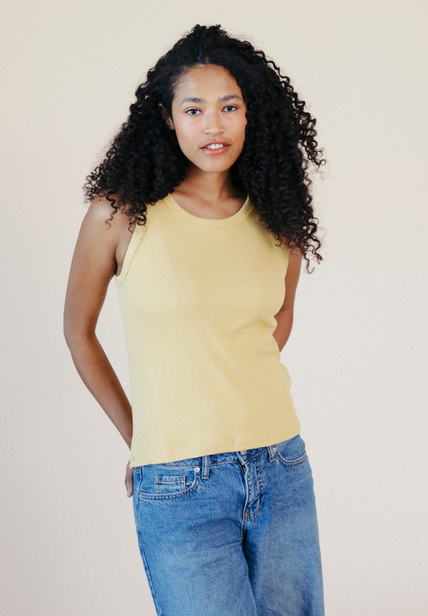 Charlie Ribbed Tank - Sunbeam Yellow - Homeland Harvest