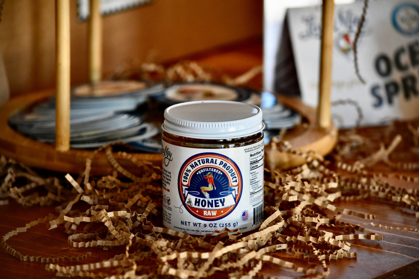 All Natural Raw Unfiltered Honey, 9oz Glass Jar, Lady May’s Mississippi Honey Makers