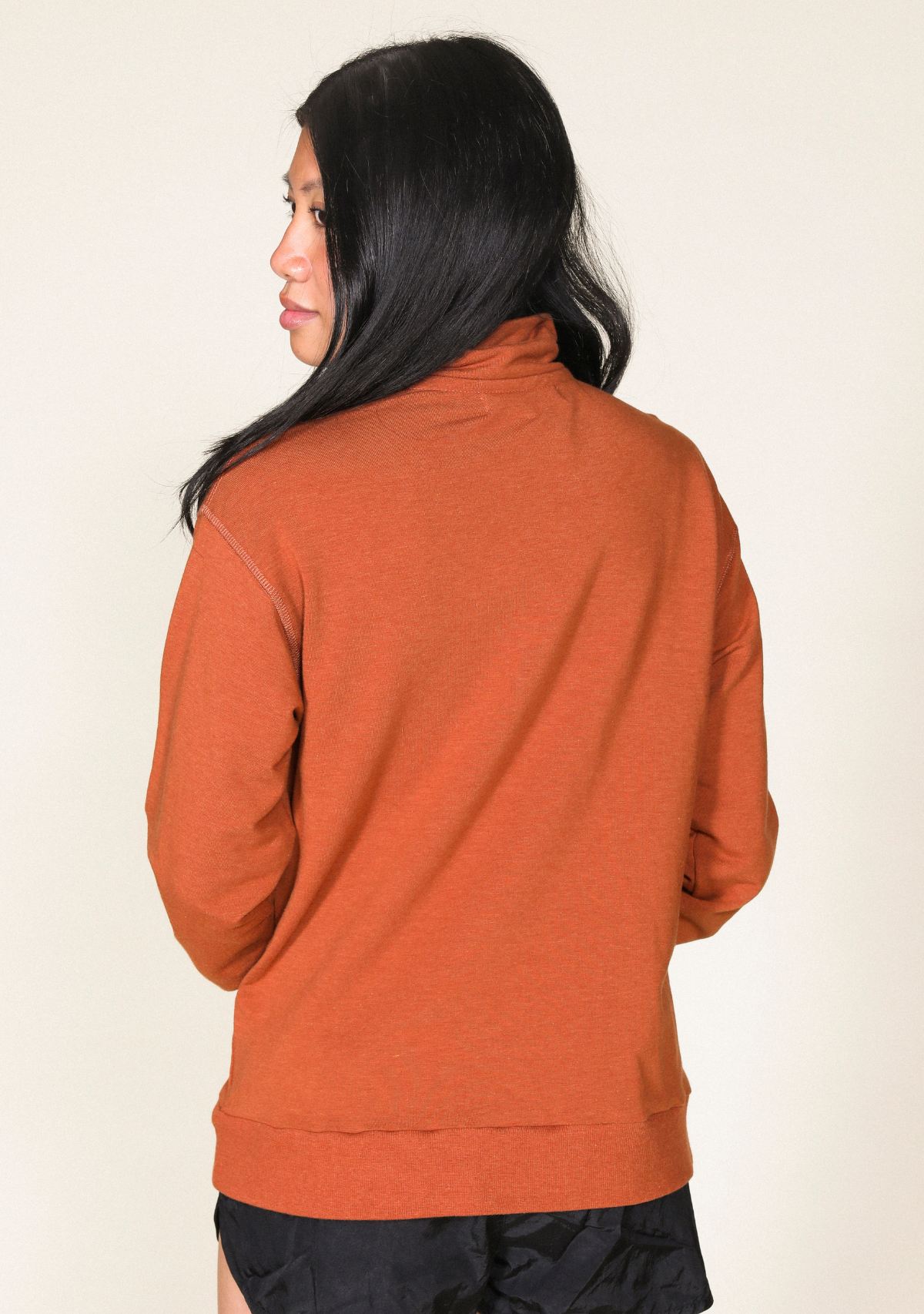 Frances Zip Collar Sweatshirt - Rust - Homeland Harvest